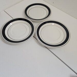 Three Arabia of Finland Saucers/No Cups Black & White Faenza Pattern